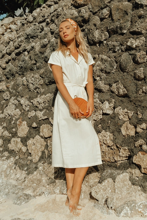 Arya Safari Midi Shirt Dress – Effortless Elegance